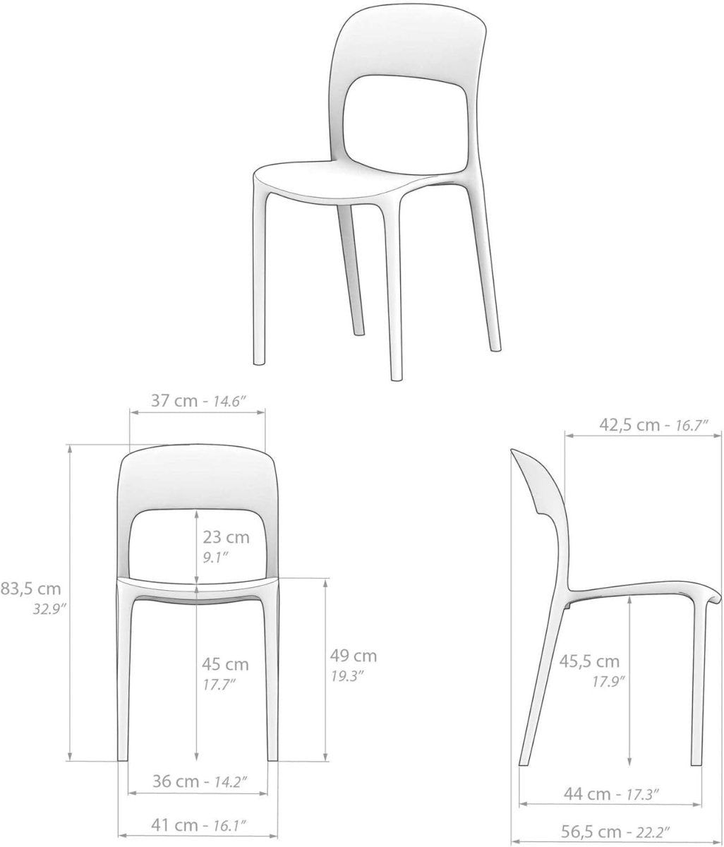 Set of 4 Modern Stackable Amanda Chairs White Polypropylene Indoor Outdoor - Kwikley