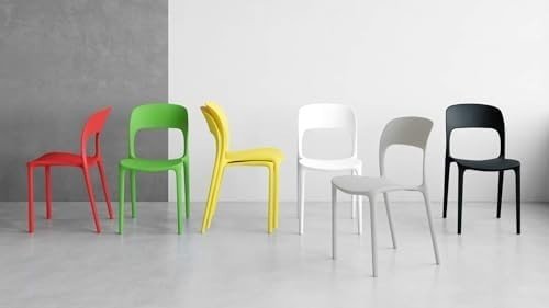Set of 4 Modern Stackable Amanda Chairs White Polypropylene Indoor Outdoor - Kwikley