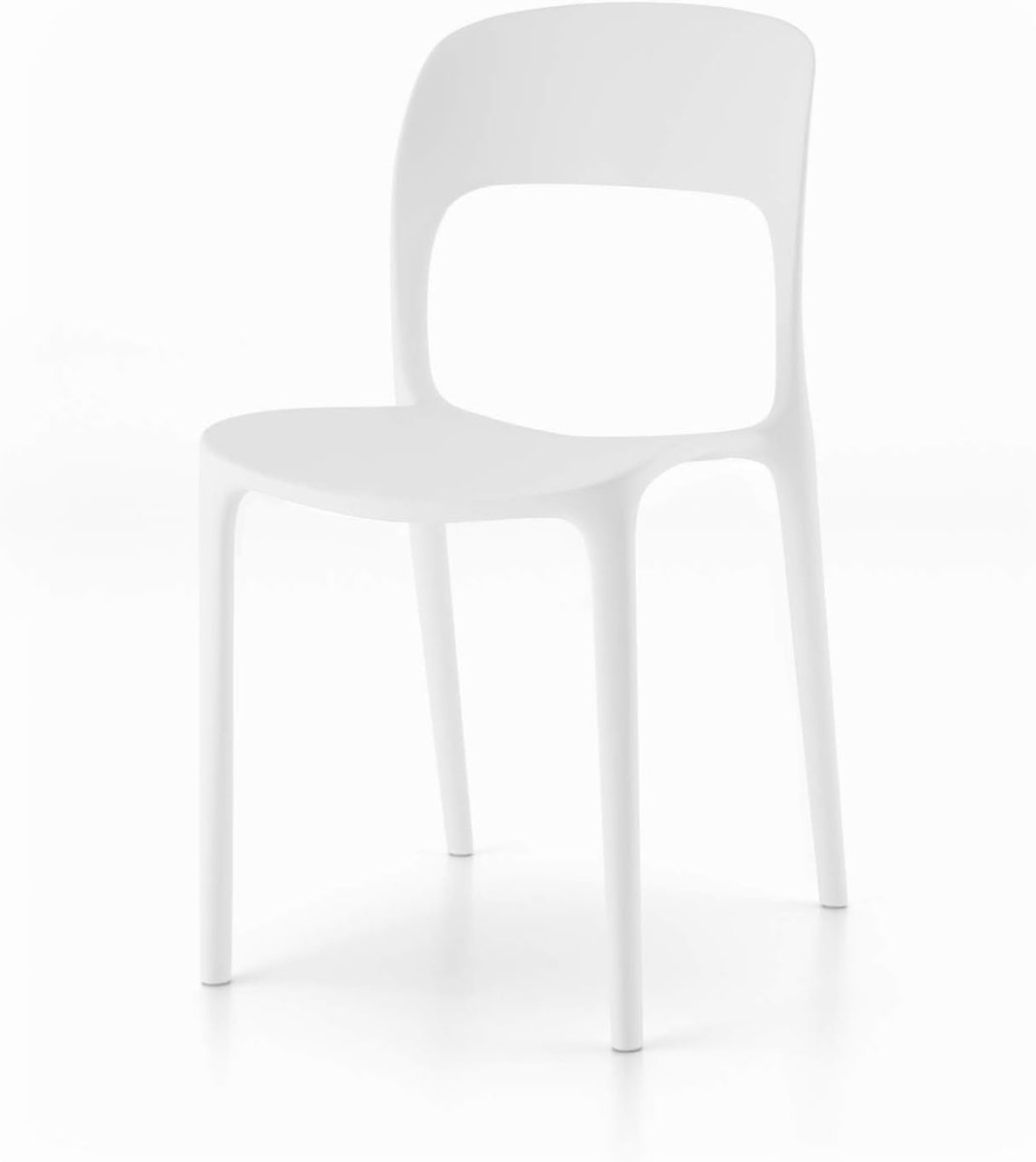 Set of 4 Modern Stackable Amanda Chairs White Polypropylene Indoor Outdoor - Kwikley
