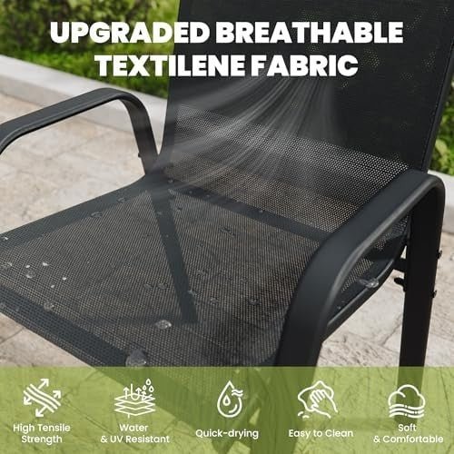 Set of 4 Outdoor Garden Chairs Stackable Patio Dining High Back Armrests - Kwikley