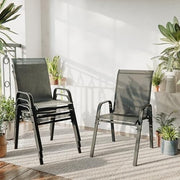 Set of 4 Outdoor Garden Chairs Stackable Patio Dining High Back Armrests - Kwikley
