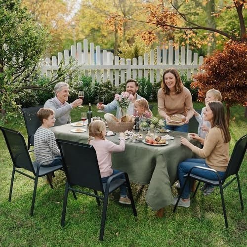 Set of 4 Outdoor Garden Chairs Stackable Patio Dining High Back Armrests - Kwikley