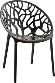 Set of 4 Stackable Black Plastic Dining Chairs Indoor Outdoor Garden - Kwikley