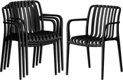Set of 4 Stackable Garden Chairs High Back Weatherproof Black - Kwikley