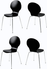 Set of 4 Stackable Modern White Dining Chairs Glossy Chrome Frame - Kwikley