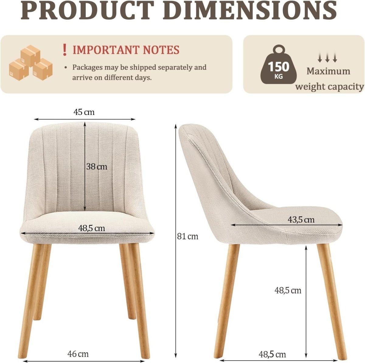 Set of 4 Upholstered Dining Chairs Polyester Fabric Wood Legs Beige - Kwikley