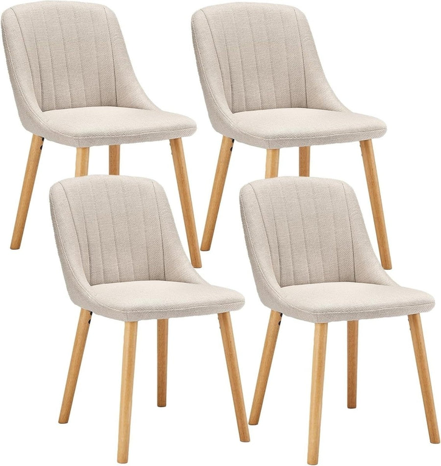 Set of 4 Upholstered Dining Chairs Polyester Fabric Wood Legs Beige - Kwikley