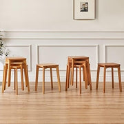 Set of 4 Wooden Stacking Stools Counter Height Extra Seating for Kitchen - Kwikley