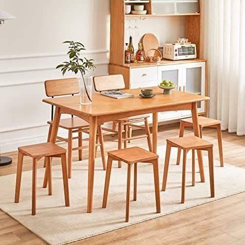 Set of 4 Wooden Stacking Stools Counter Height Extra Seating for Kitchen - Kwikley