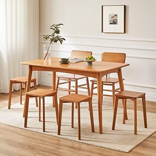 Set of 4 Wooden Stacking Stools Counter Height Extra Seating for Kitchen - Kwikley