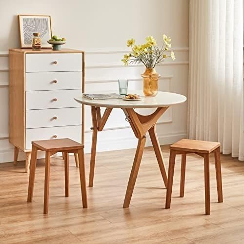 Set of 4 Wooden Stacking Stools Counter Height Extra Seating for Kitchen - Kwikley
