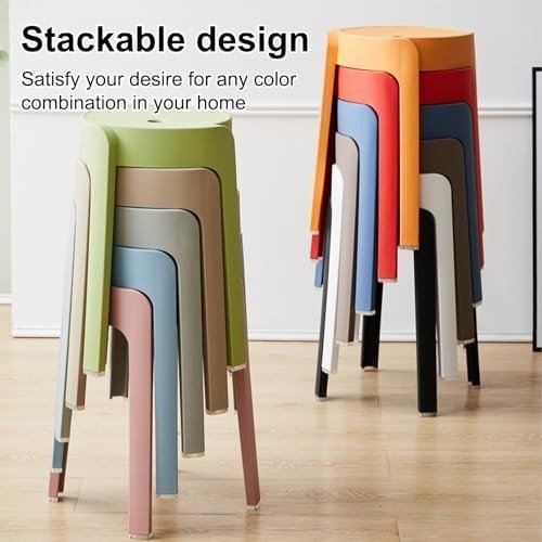 Set of 5 Colorful Stackable Plastic Bar Stools Anti - Slip Breakfast Chairs - Kwikley