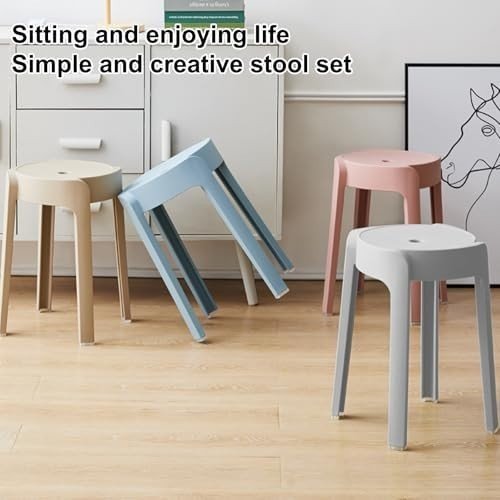 Set of 5 Colorful Stackable Plastic Bar Stools Anti - Slip Breakfast Chairs - Kwikley