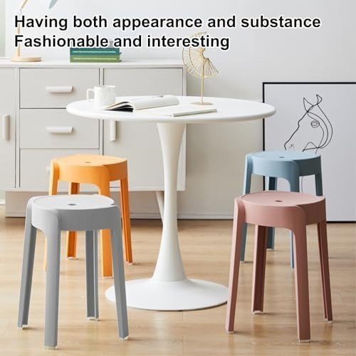 Set of 5 Colorful Stackable Plastic Bar Stools Anti - Slip Breakfast Chairs - Kwikley