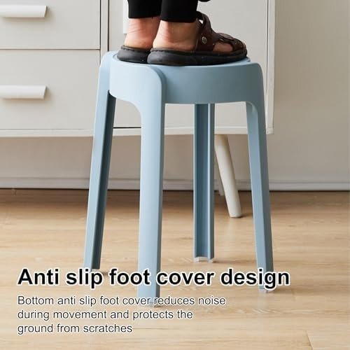 Set of 5 Colorful Stackable Plastic Bar Stools Anti - Slip Breakfast Chairs - Kwikley