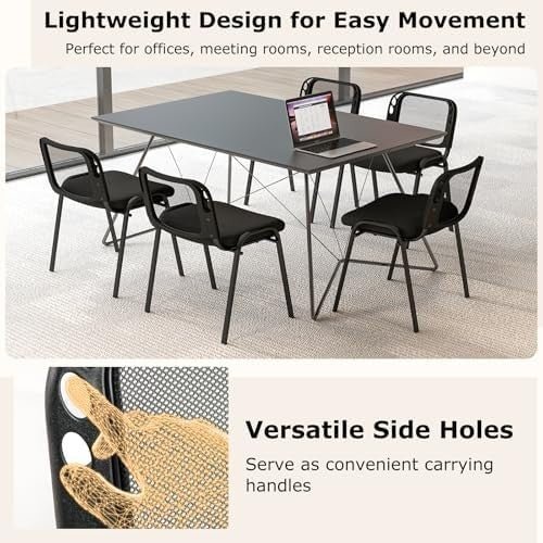 Set of 5 Stackable Reception Chairs Mesh Office Guest - Kwikley