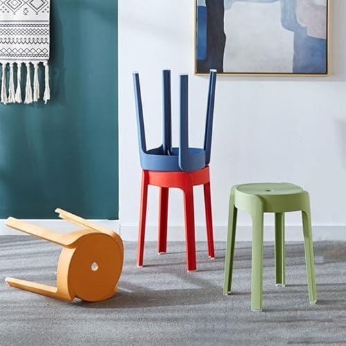Set of 6 Stackable Plastic Bar Stools Lightweight Kitchen Shower Seats - Kwikley