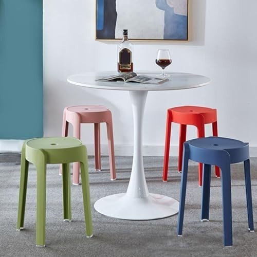 Set of 6 Stackable Plastic Bar Stools Lightweight Kitchen Shower Seats - Kwikley