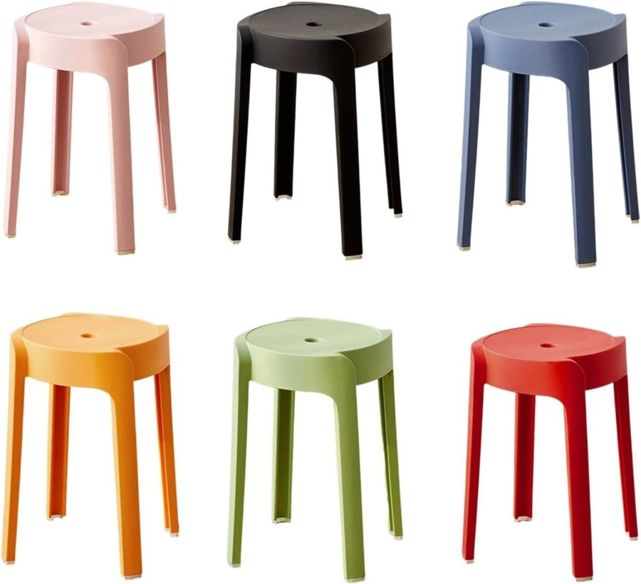 Set of 6 Stackable Plastic Bar Stools Lightweight Kitchen Shower Seats - Kwikley
