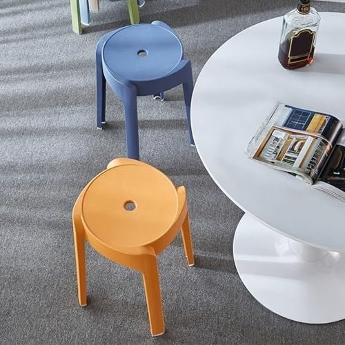 Set of 6 Stackable Plastic Bar Stools Lightweight Kitchen Shower Seats - Kwikley