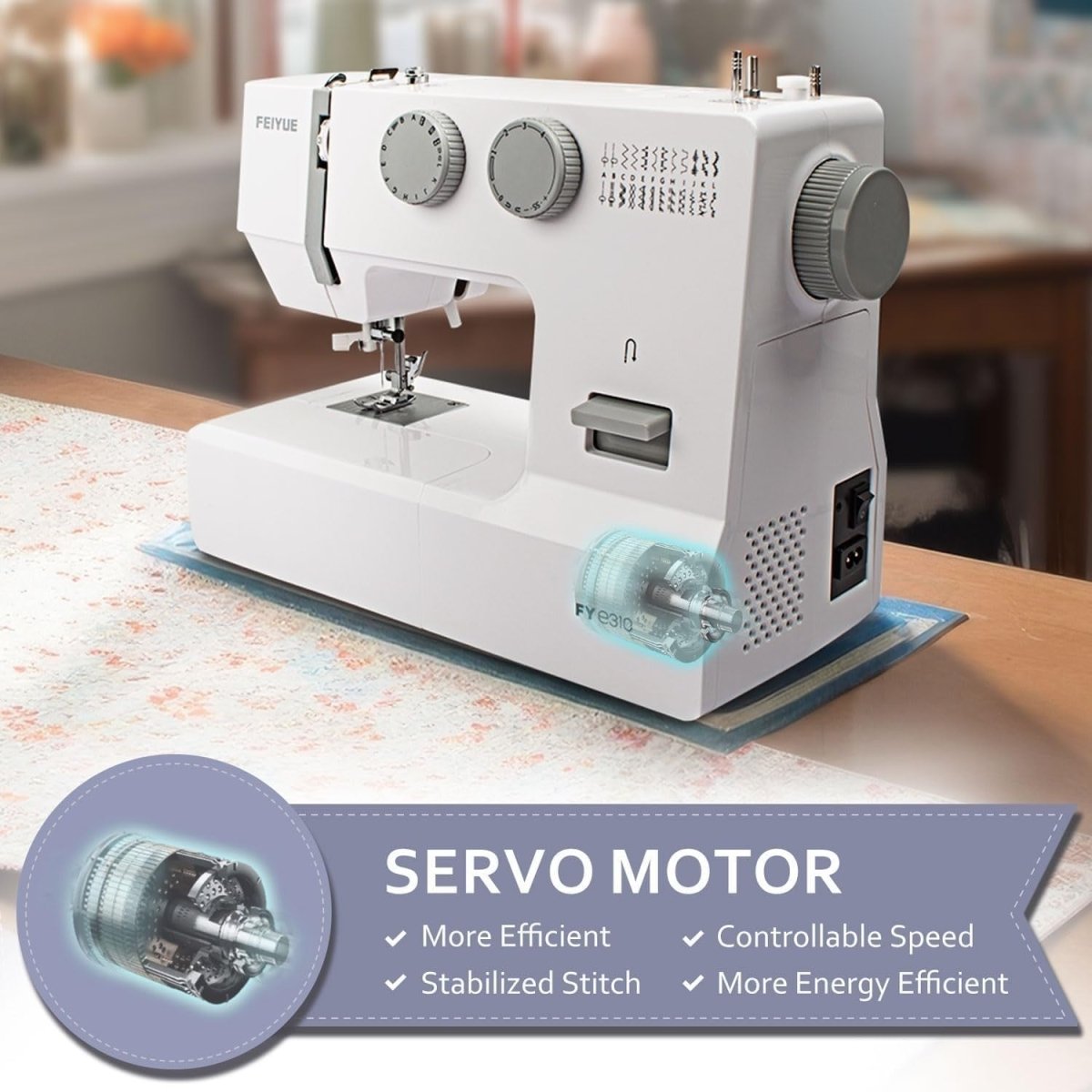 Sewing Machine 105 Stitch Applications Auto Threader Servo Motor - Kwikley