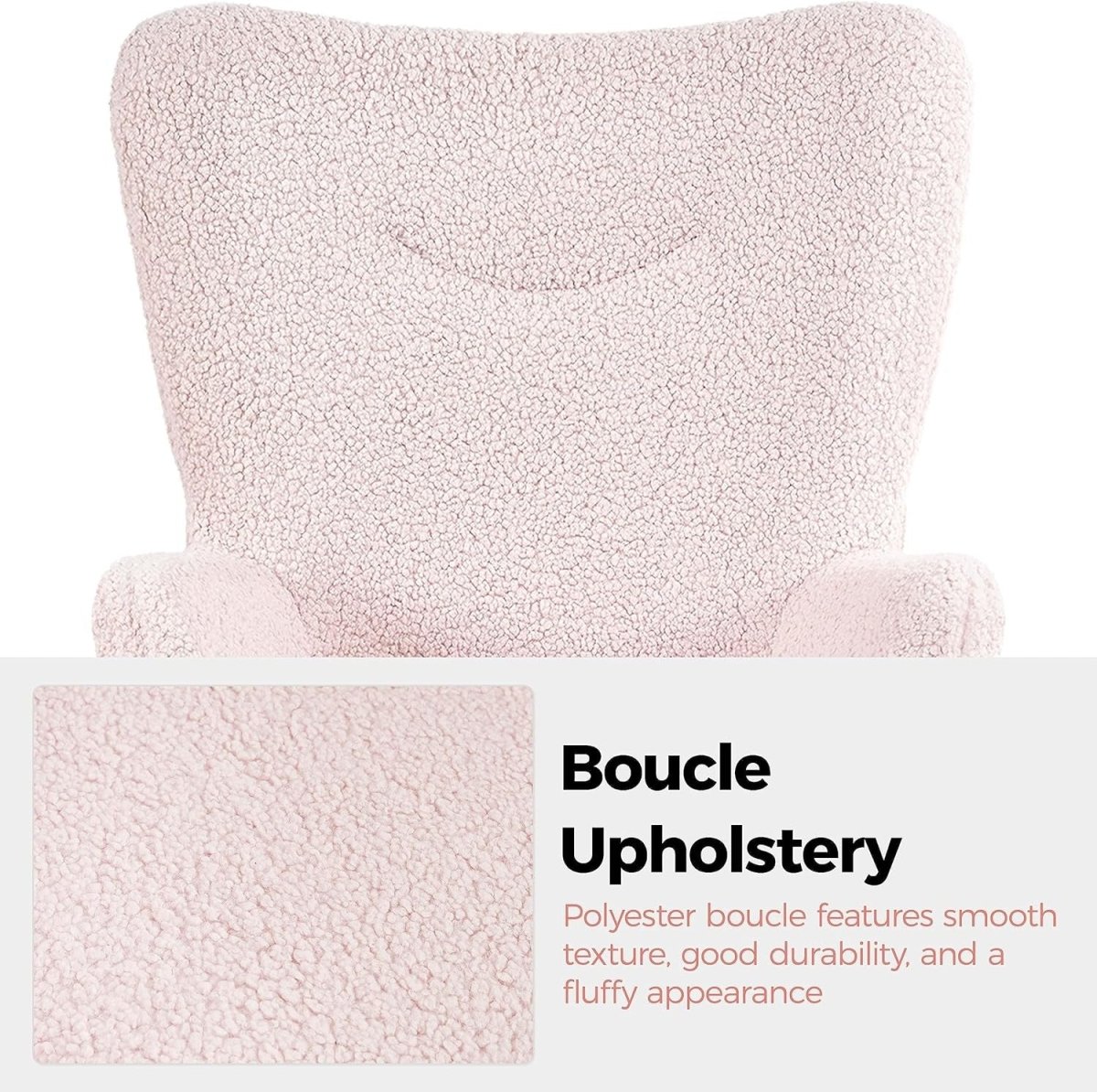 Sherpa Boucle Armchair with Ottoman High Back Accent Chair Pink - Kwikley