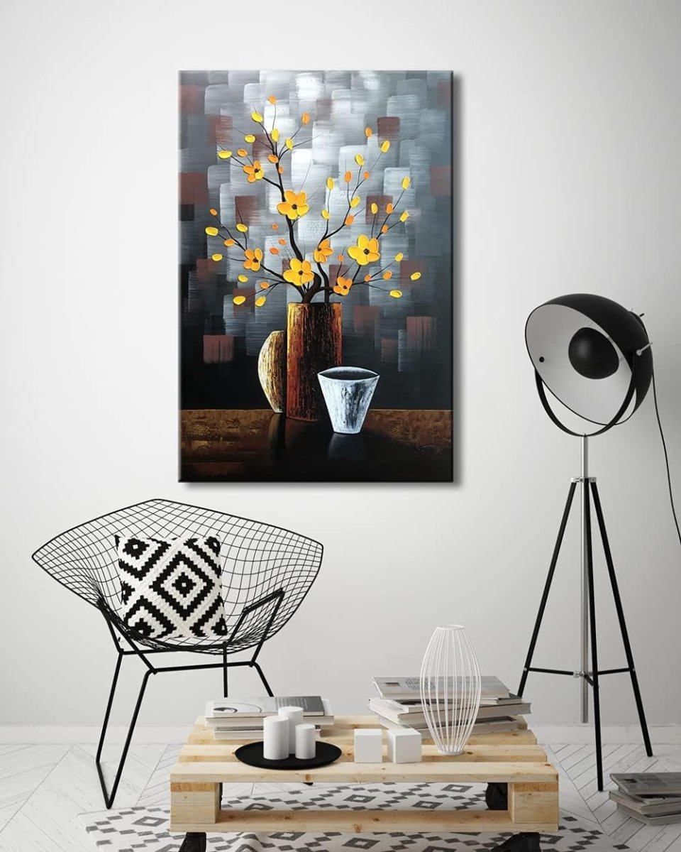 Silent Beauty Floral Canvas Wall Art Hand - Painted Modern Decor - Kwikley