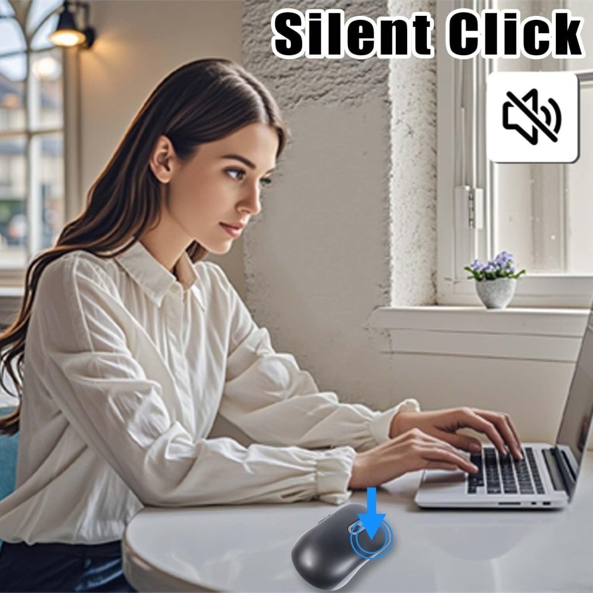 Silent Bluetooth Wireless Mouse 6 Button Rechargeable 1600 DPI USB - Kwikley