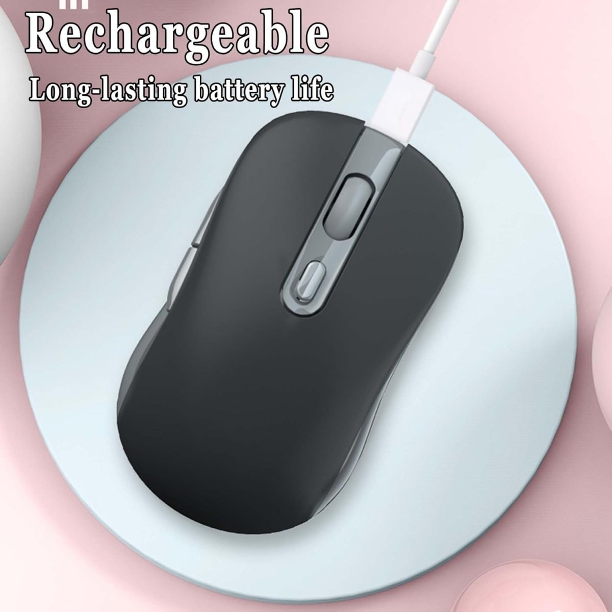 Silent Bluetooth Wireless Mouse 6 Button Rechargeable 1600 DPI USB - Kwikley