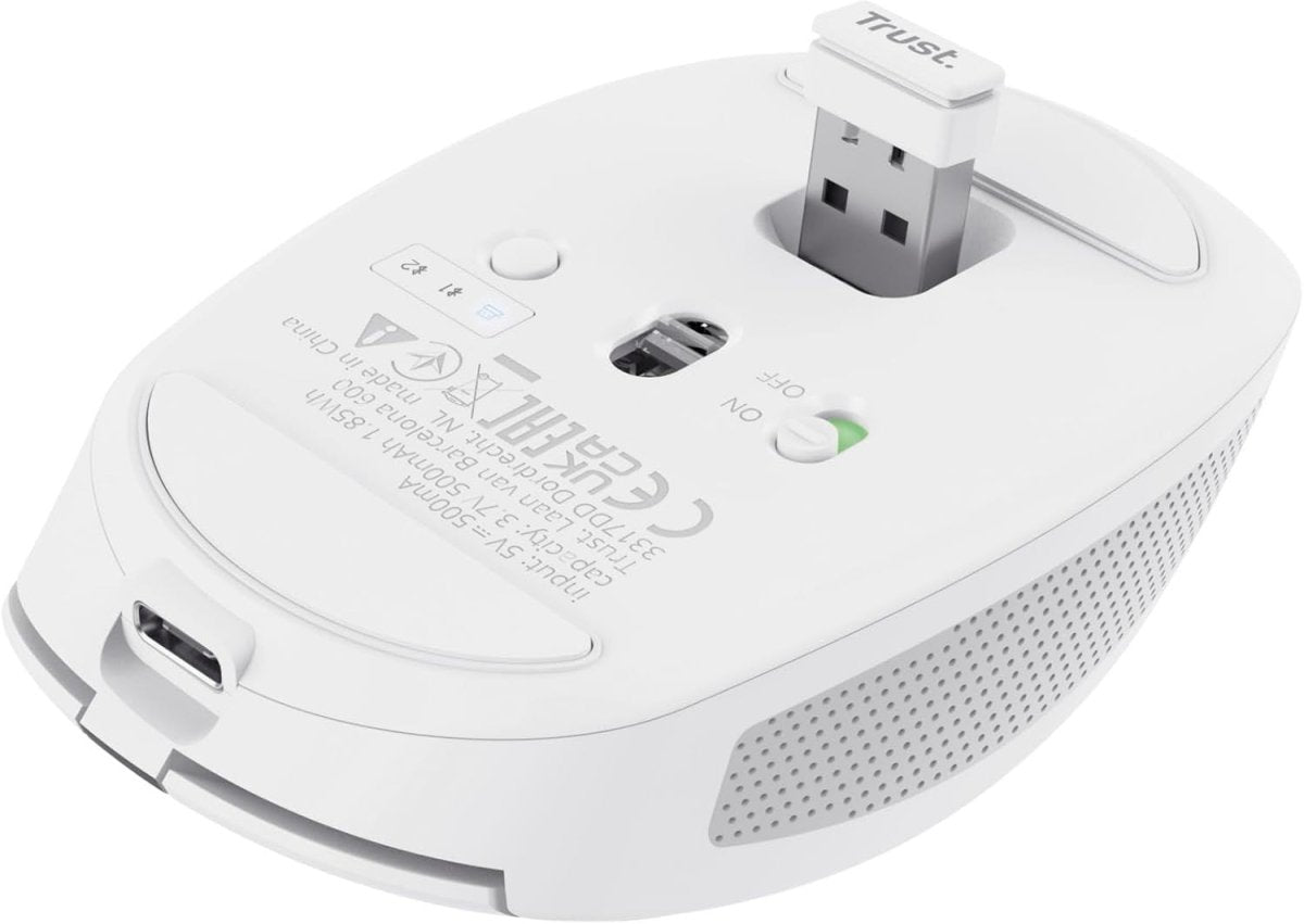 Silent Wireless Bluetooth Mouse Rechargeable Compact White - Kwikley