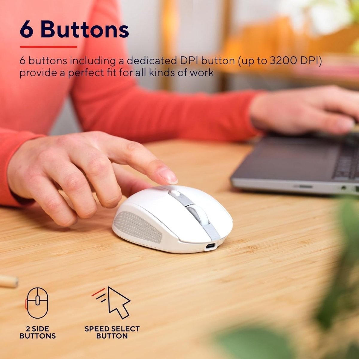 Silent Wireless Bluetooth Mouse Rechargeable Compact White - Kwikley