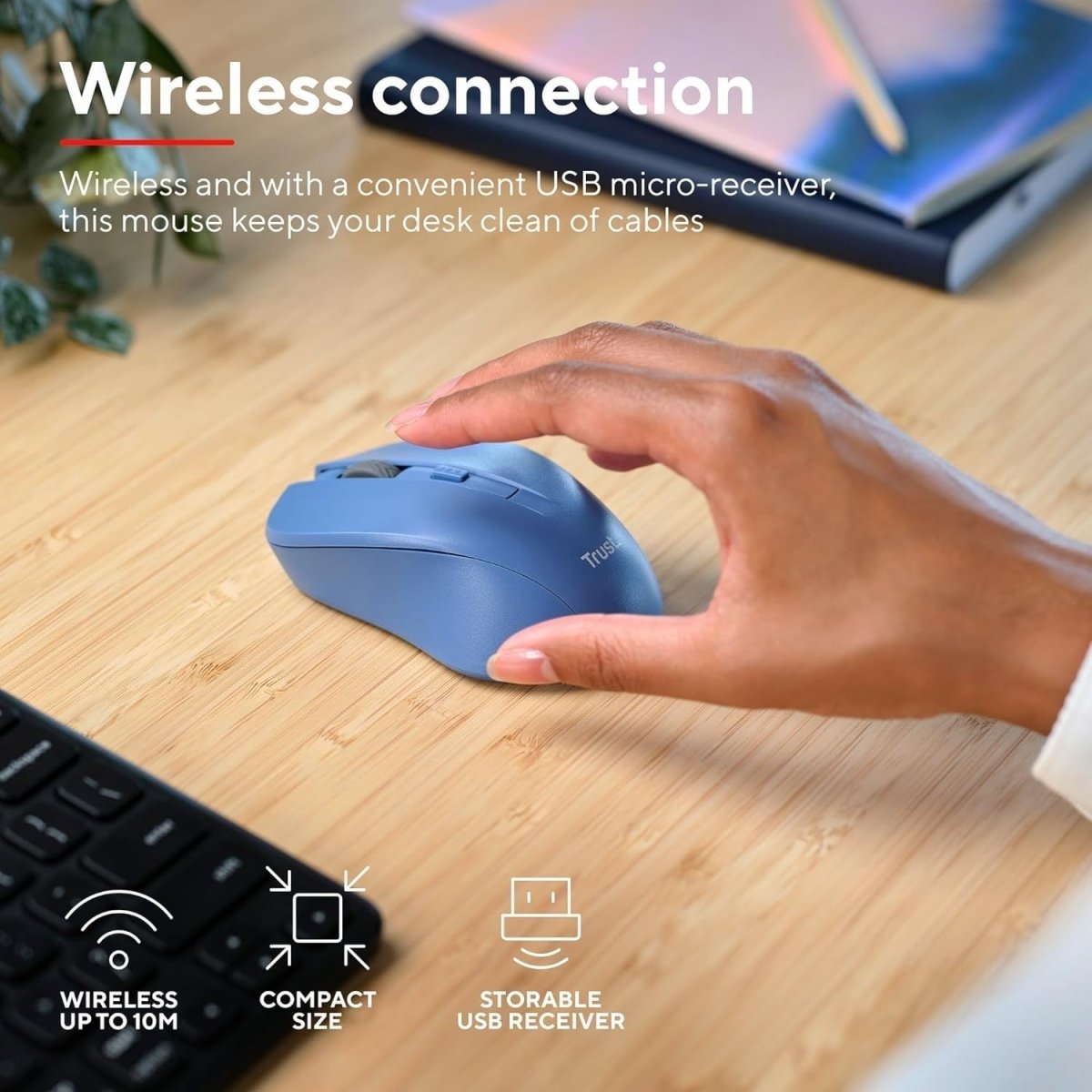 Silent Wireless Mouse 2.4GHz 1000 - 1800 DPI USB Laptop PC - Kwikley