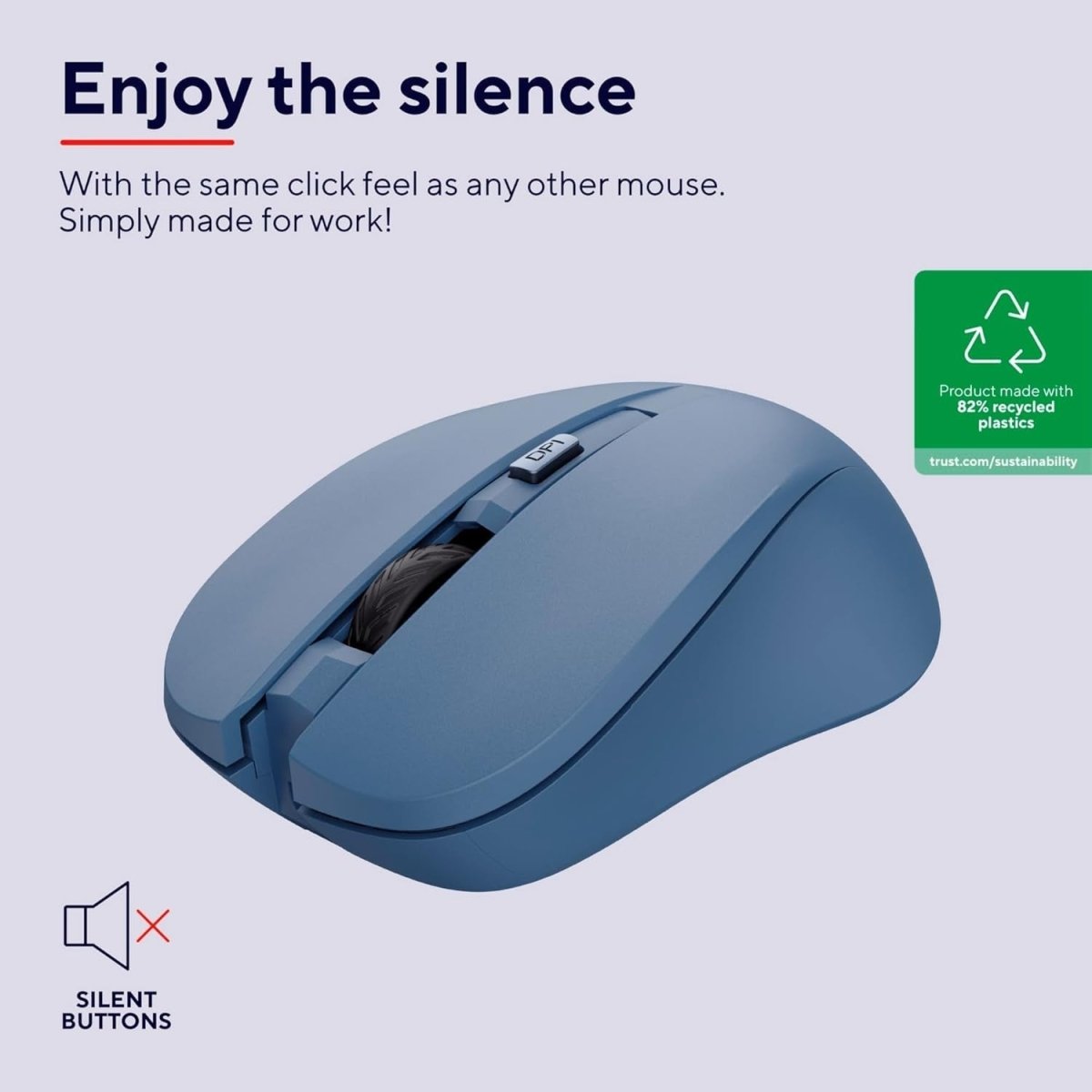 Silent Wireless Mouse 2.4GHz 1000 - 1800 DPI USB Laptop PC - Kwikley