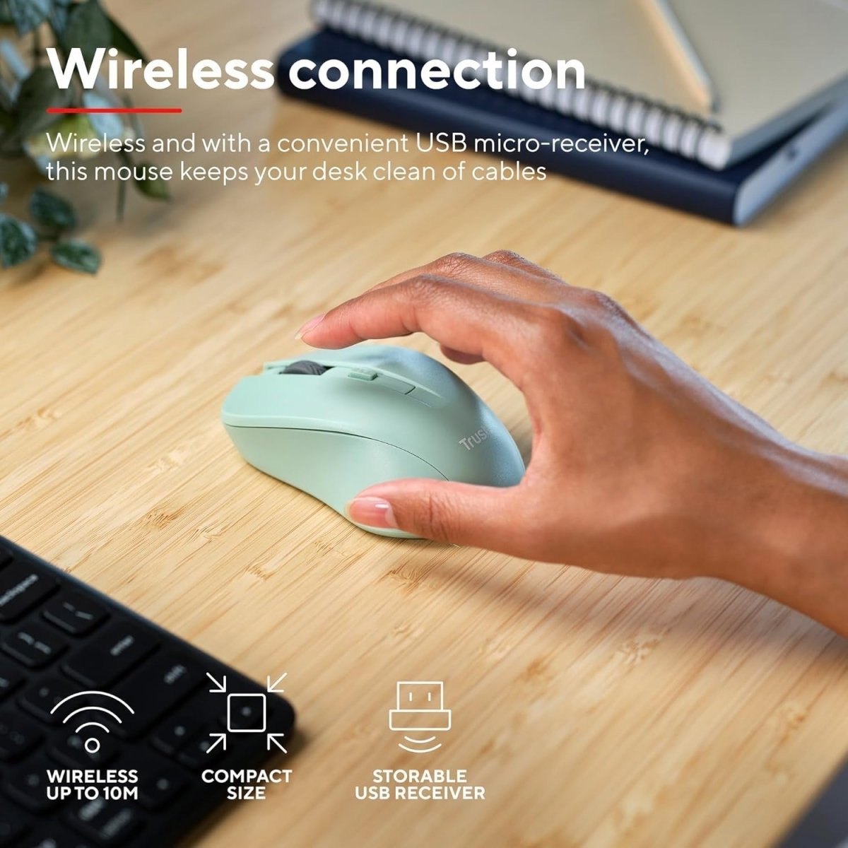 Silent Wireless Mouse 2.4GHz Adjustable DPI Eco Laptop PC - Kwikley