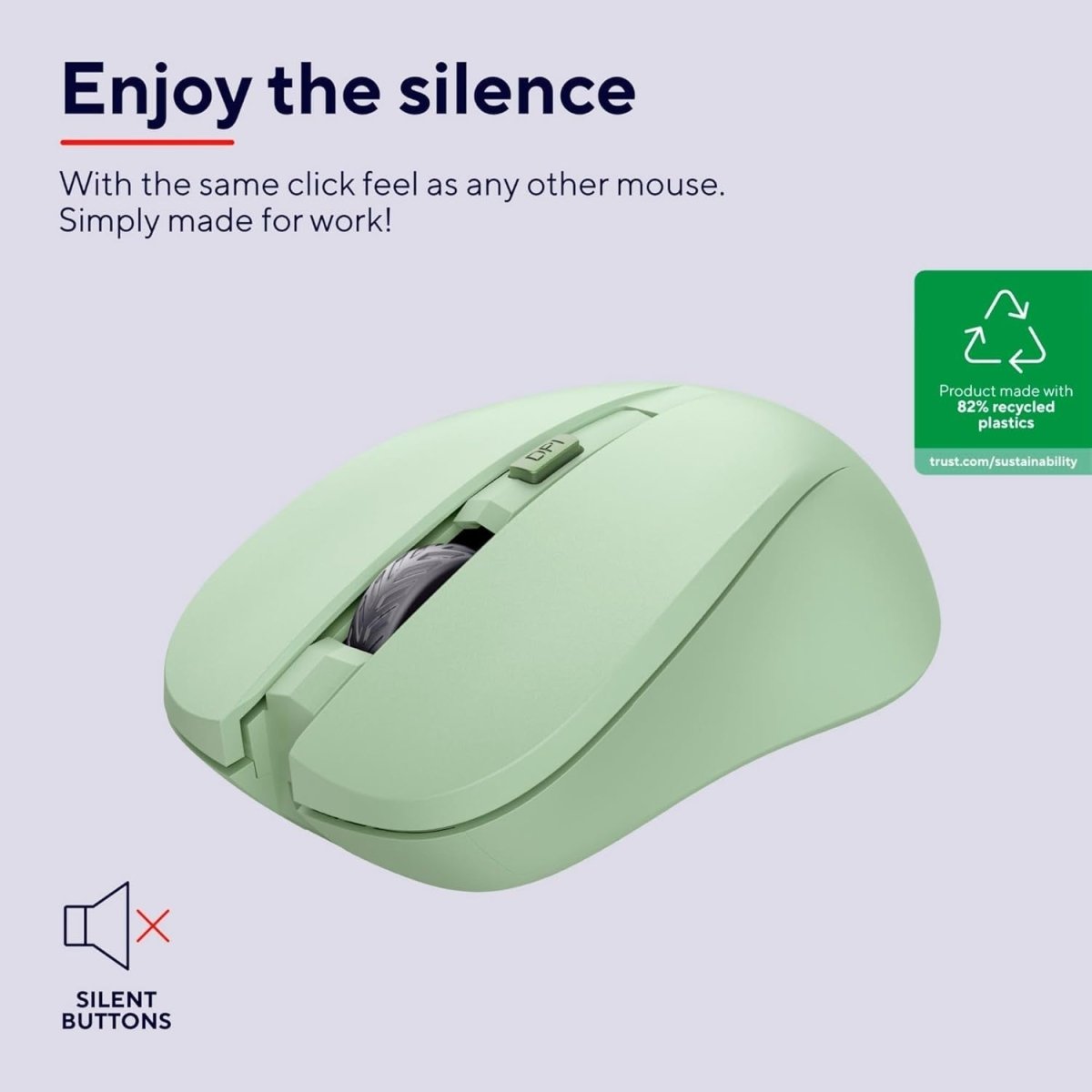Silent Wireless Mouse 2.4GHz Adjustable DPI Eco Laptop PC - Kwikley