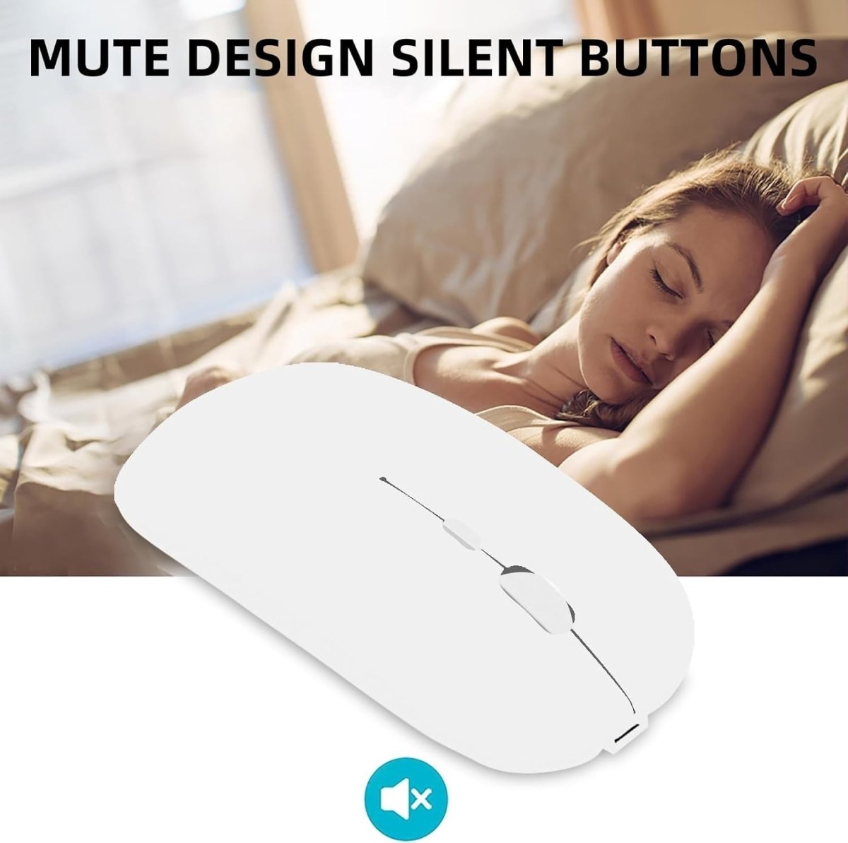 Silent Wireless Mouse Rechargeable Bluetooth 1600 DPI USB - Kwikley
