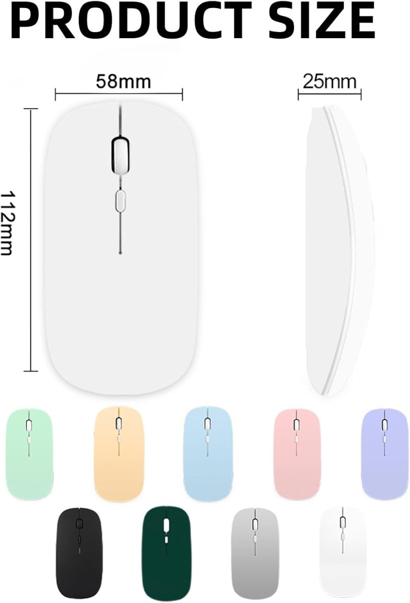 Silent Wireless Mouse Rechargeable Bluetooth 1600 DPI USB - Kwikley