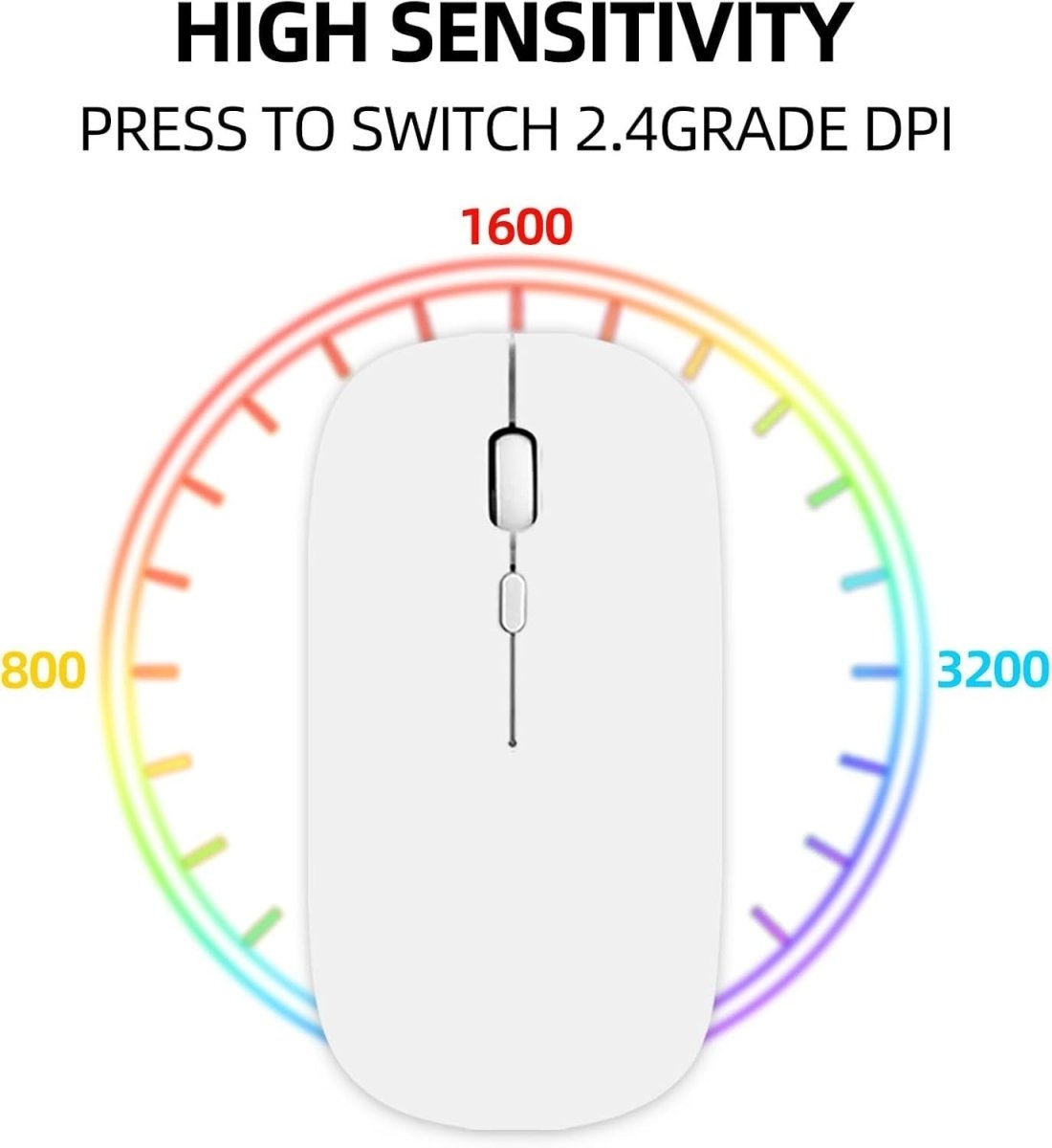 Silent Wireless Mouse Rechargeable Bluetooth 1600 DPI USB - Kwikley
