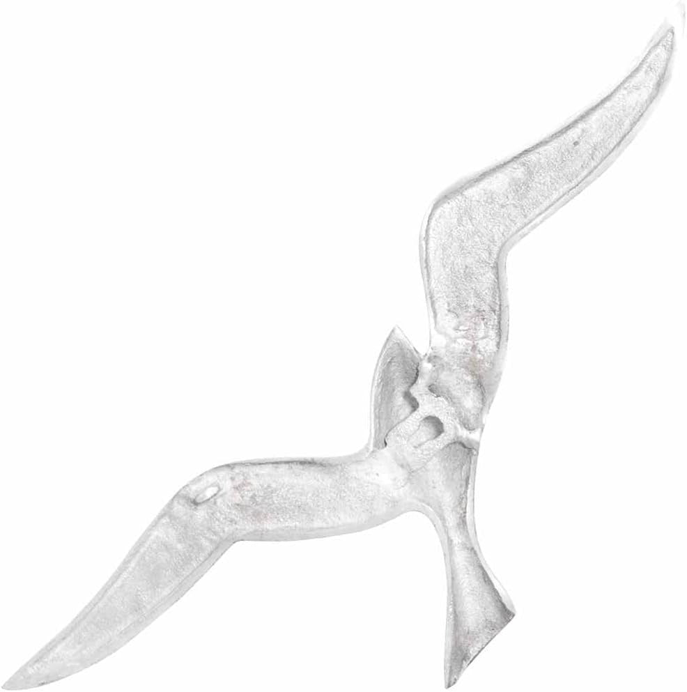 Silver Aluminium Seagull Wall Art Set 2 Modern 45cm Sculptures - Kwikley