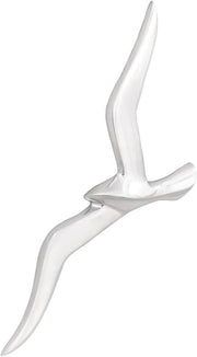 Silver Aluminium Seagull Wall Art Set 2 Modern 45cm Sculptures - Kwikley