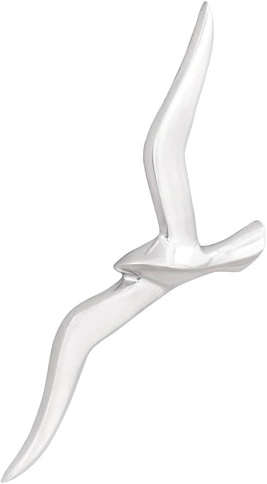 Silver Aluminium Seagull Wall Art Set 2 Modern 45cm Sculptures - Kwikley