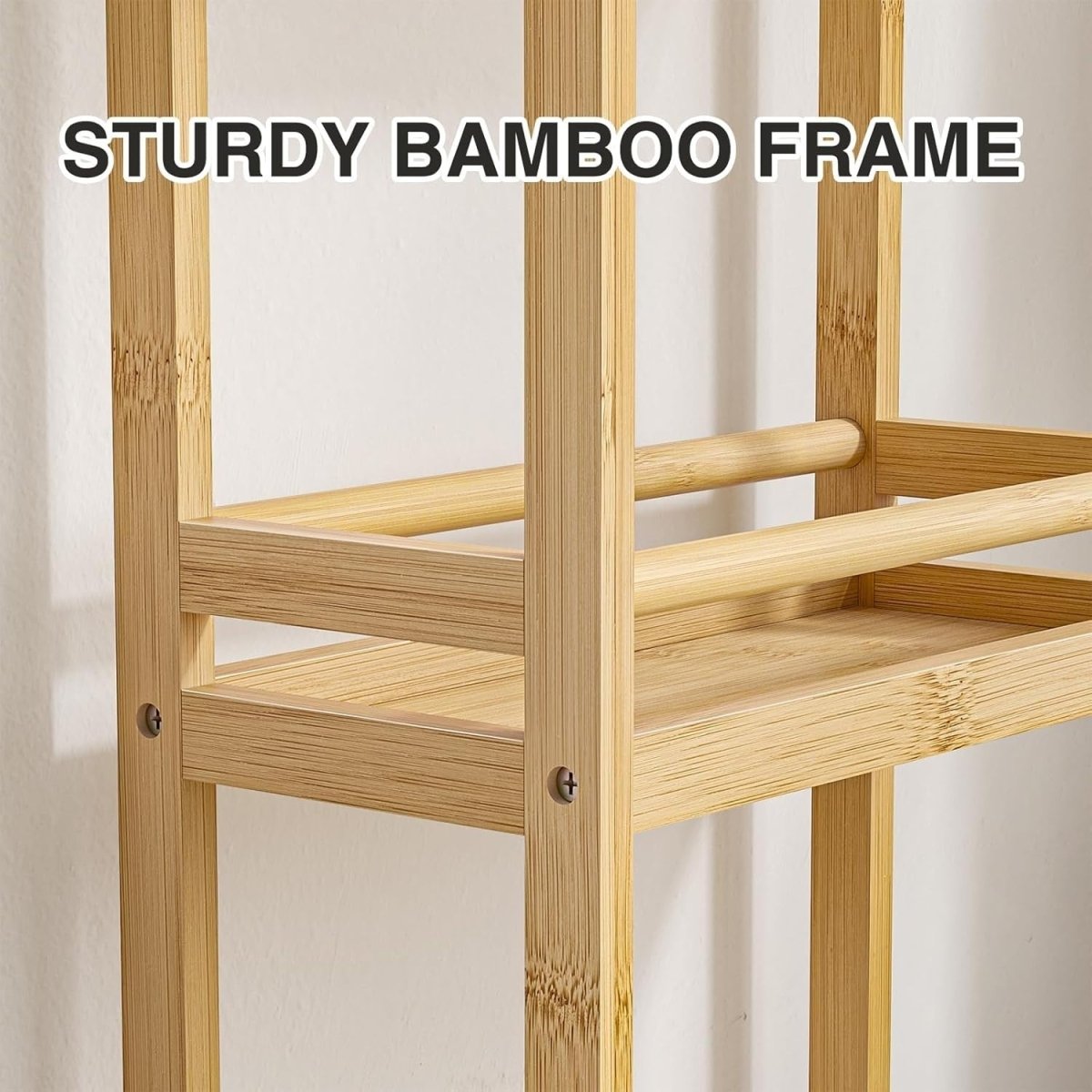 Slim Bamboo 3 Tier Rolling Storage Trolley Cart - Kwikley
