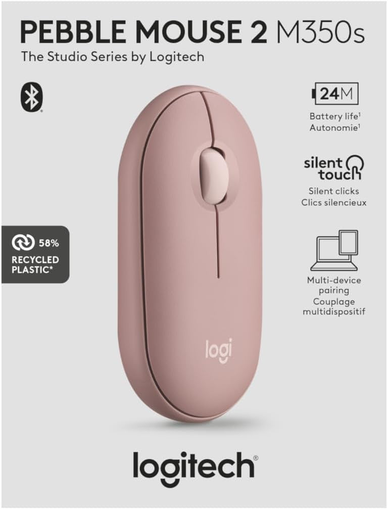 Slim Bluetooth Wireless Mouse Silent Portable Multi - Device Rose - Kwikley