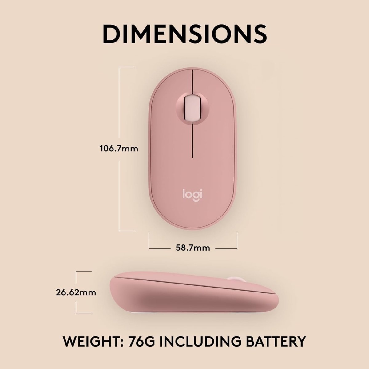 Slim Bluetooth Wireless Mouse Silent Portable Multi - Device Rose - Kwikley