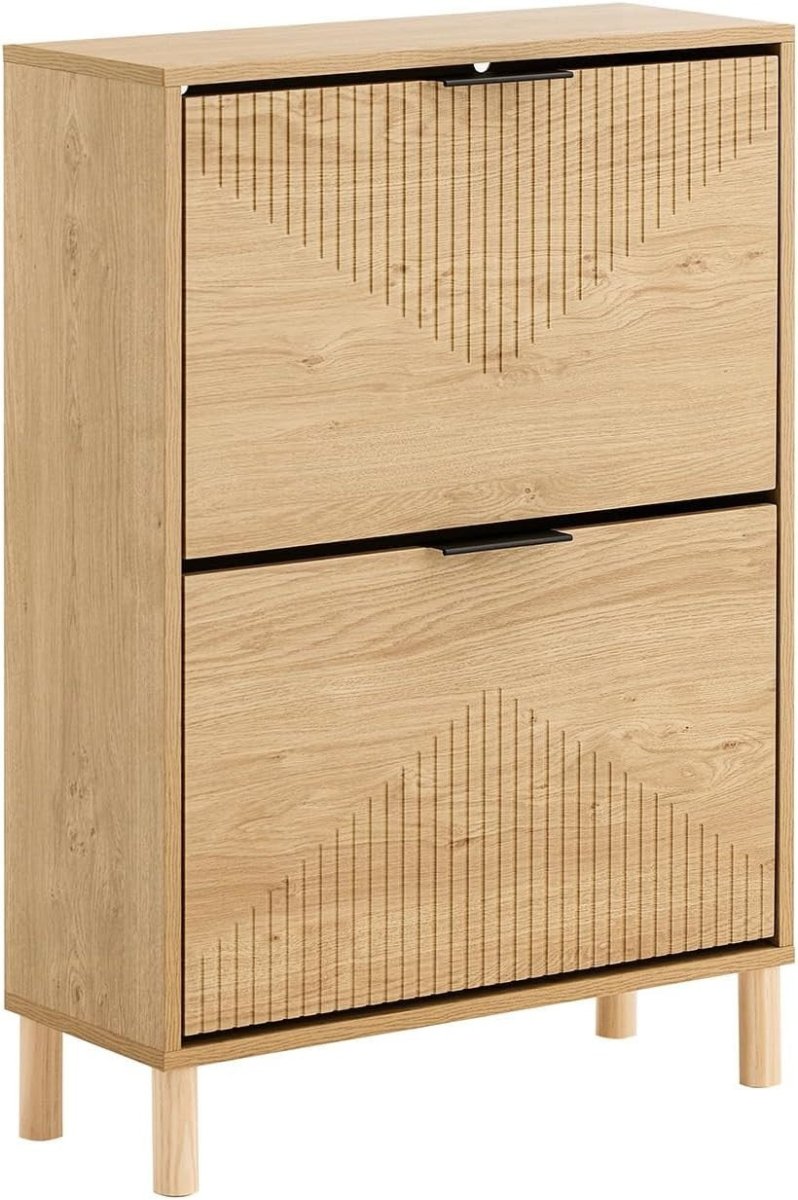 Slim Shoe Cabinet Storage with Flip Doors for 8 Pairs – Narrow Hallway Rack - Kwikley