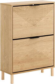 Slim Shoe Cabinet Storage with Flip Doors for 8 Pairs – Narrow Hallway Rack - Kwikley
