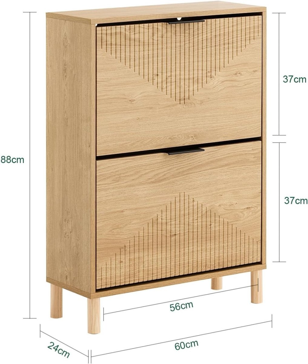 Slim Shoe Cabinet Storage with Flip Doors for 8 Pairs – Narrow Hallway Rack - Kwikley
