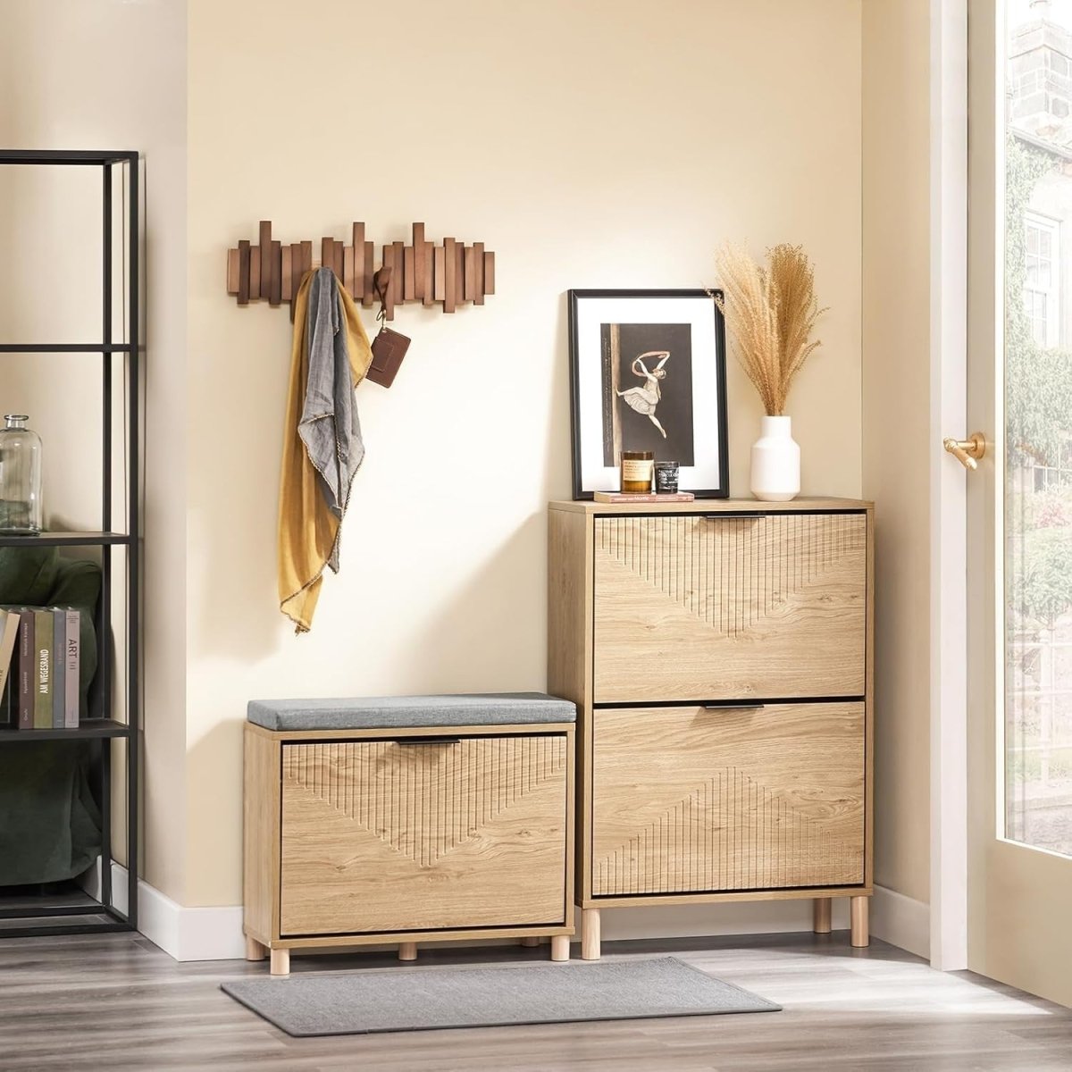 Slim Shoe Cabinet Storage with Flip Doors for 8 Pairs – Narrow Hallway Rack - Kwikley