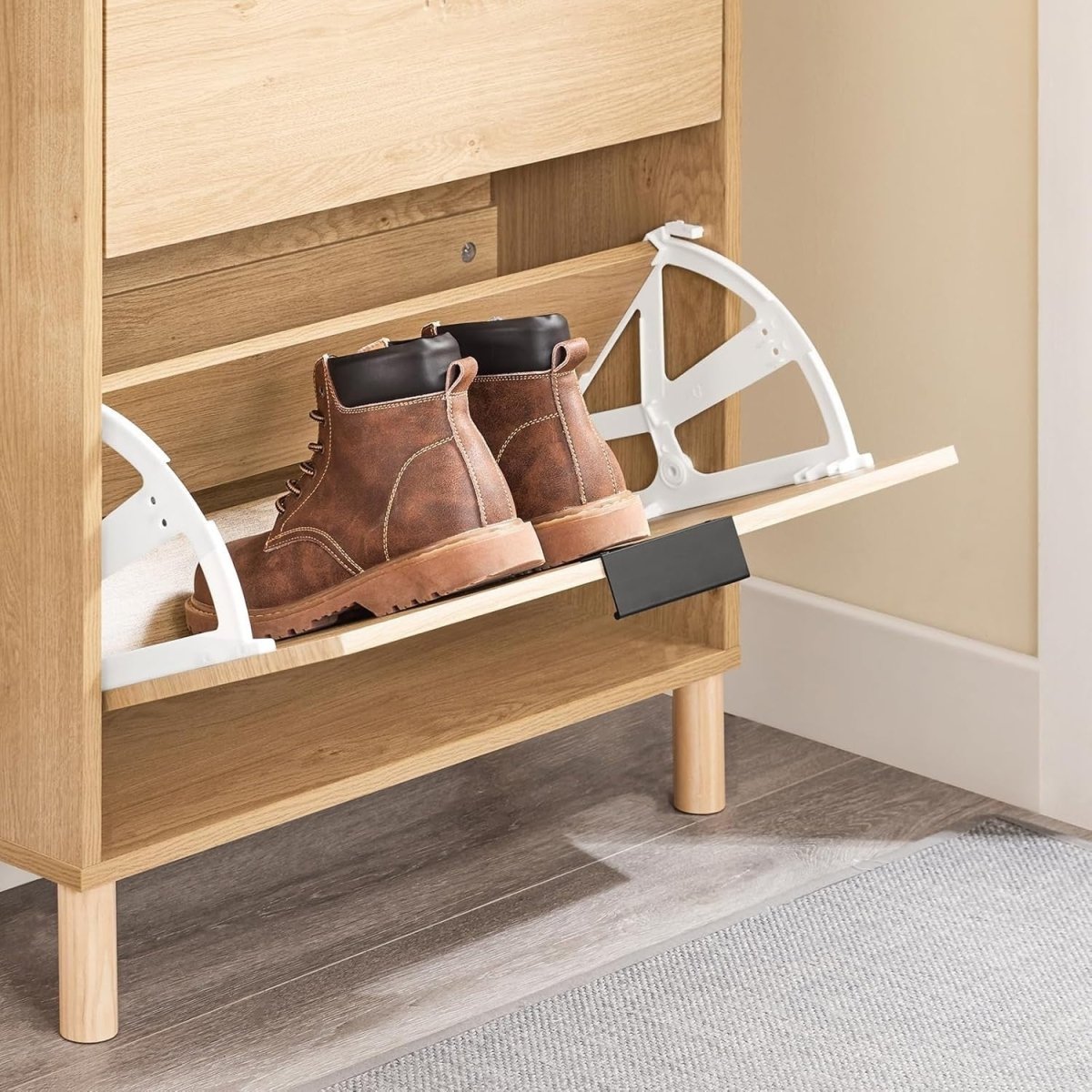 Slim Shoe Cabinet Storage with Flip Doors for 8 Pairs – Narrow Hallway Rack - Kwikley