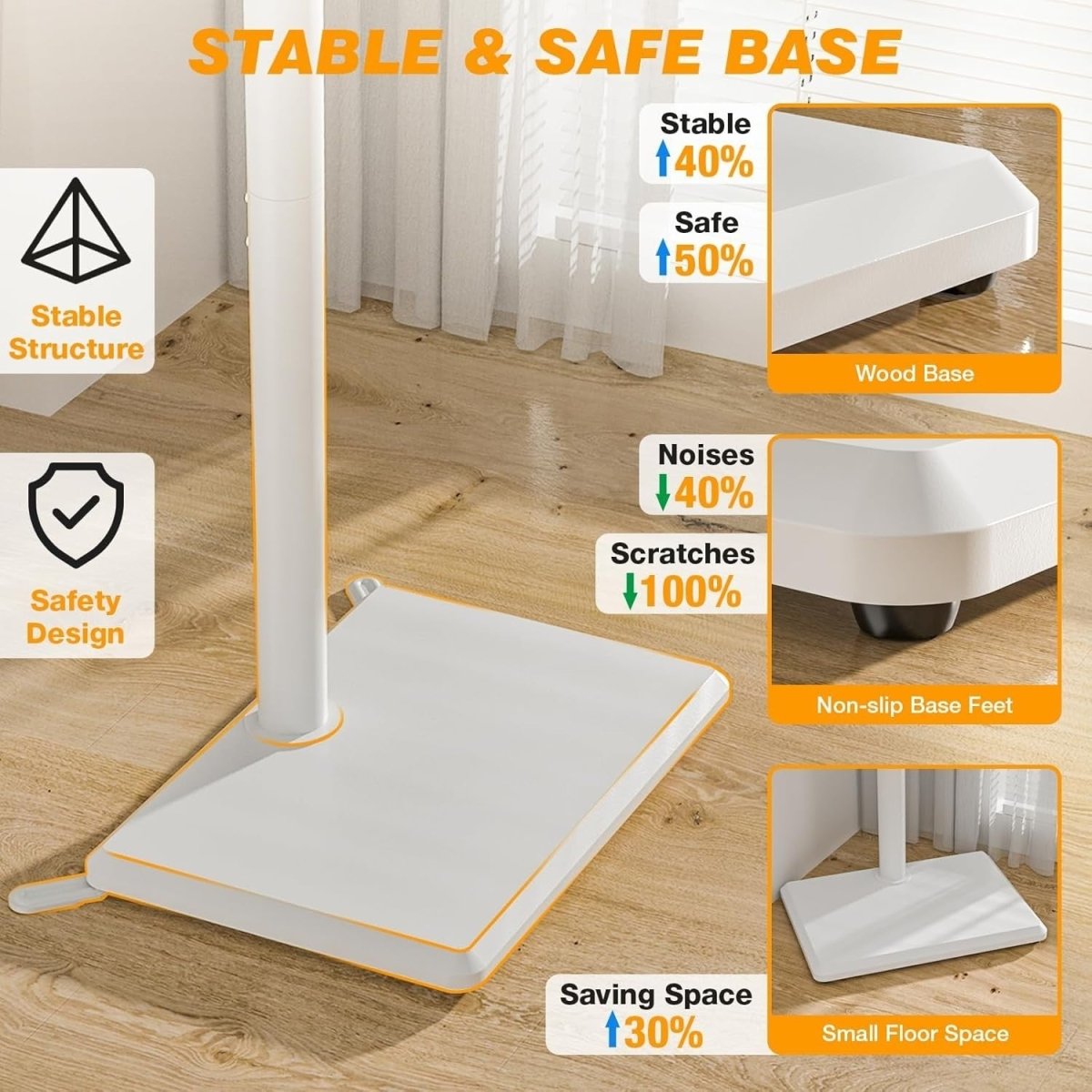 Slim Swivel TV Floor Stand for 32–55” Adjustable Corner Mount VESA 40kg - White - Kwikley